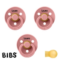 BIBS Colour Sutter med navn str1, 3 Dusty Pink, Runde latex